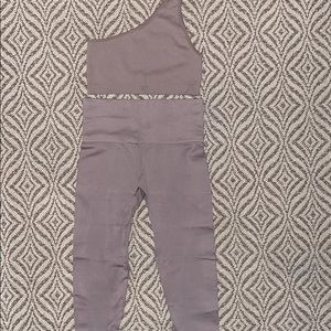Set Active One Shoulder Top & Leggings (Stone) S/M